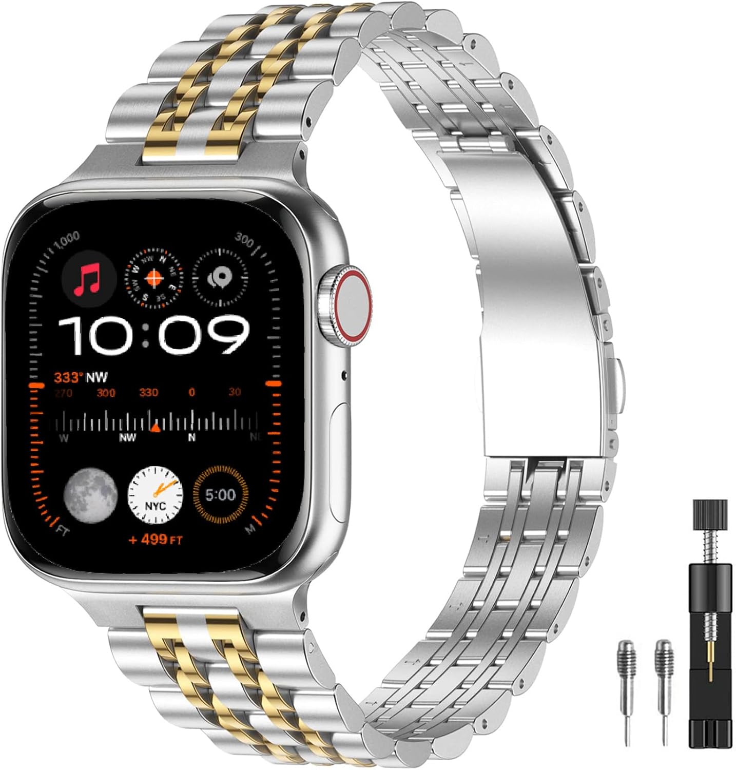 Silver/Gold Stainless Steel Band for Apple Watch Series - PUGO TOP