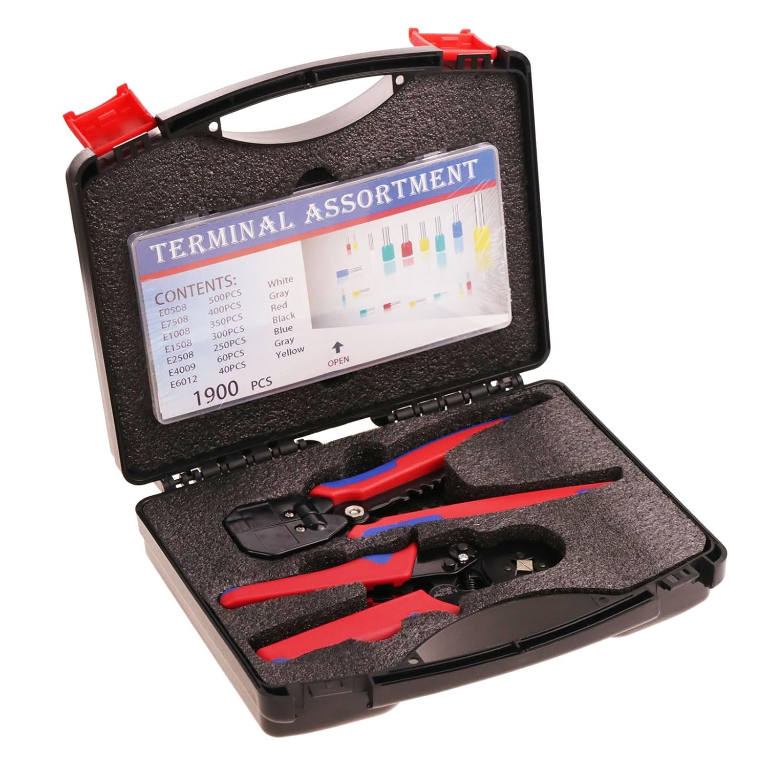 Ferrule Crimping Tool Kit with Wire Stripper and Terminals