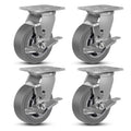 5ft Caster Wheels Set of 4 - Heavy Duty Rubber Locking Casters