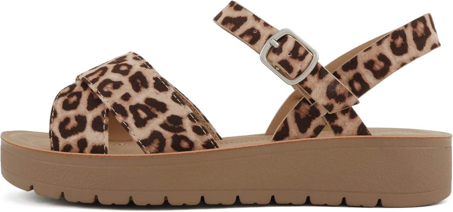 Soda Women Flat Sandals Flatform Ankle Buckle Criss Cross Style