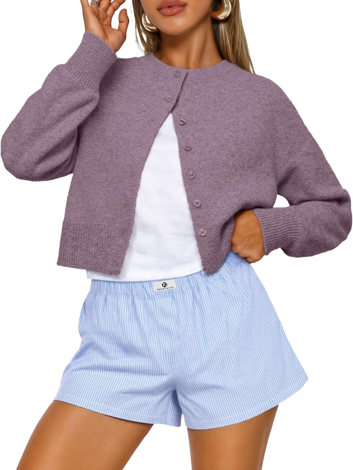 Trendy Queen Cropped Cardigan Sweaters for Women Fashion 2025