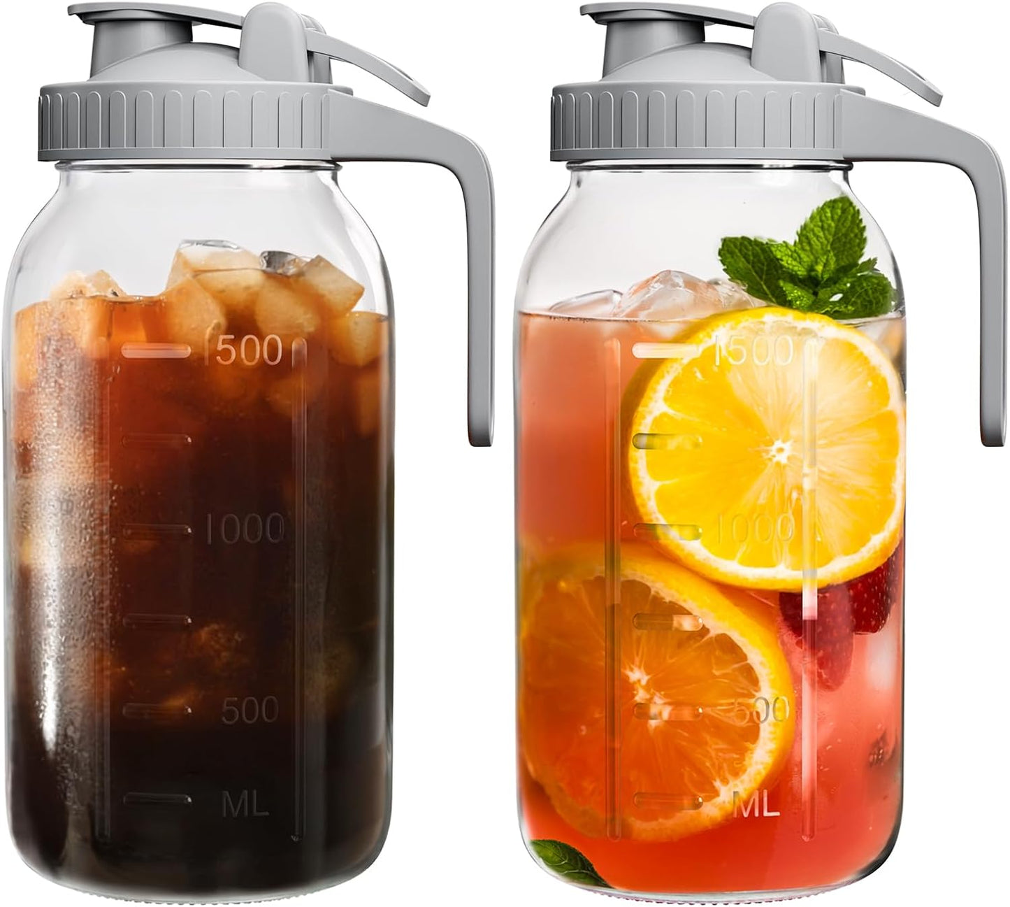 64oz Glass Pitcher with Lid for Juices, Tea, and More