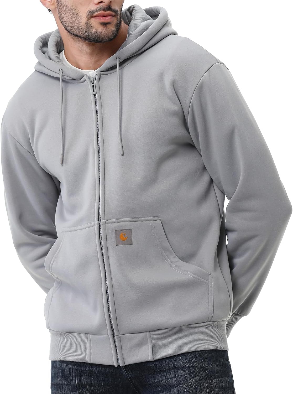 Men's Loose Fit Heavyweight Full Zip Fleece-Lined Hoodie