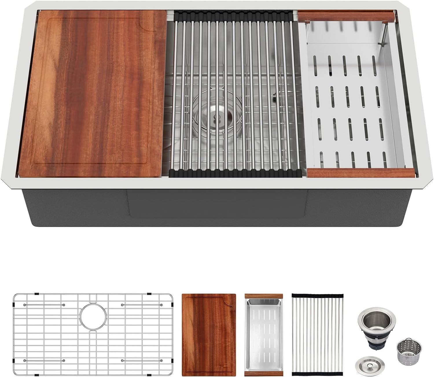 36 Inch Undermount Kitchen Sink with Workstation Design Features