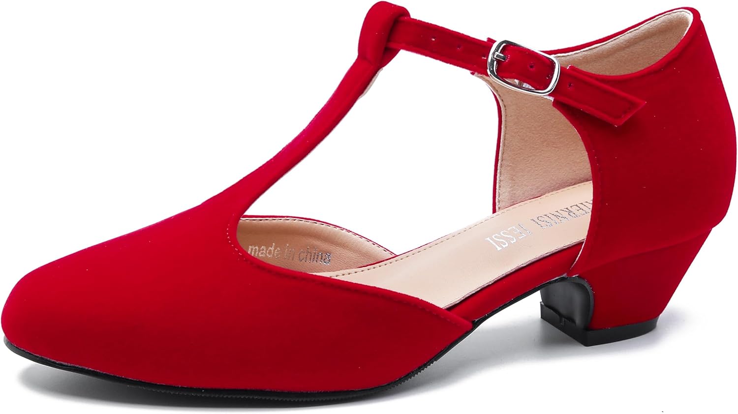 Stylish T-Strap Low Chunky Heel Mary Jane Pumps for Women