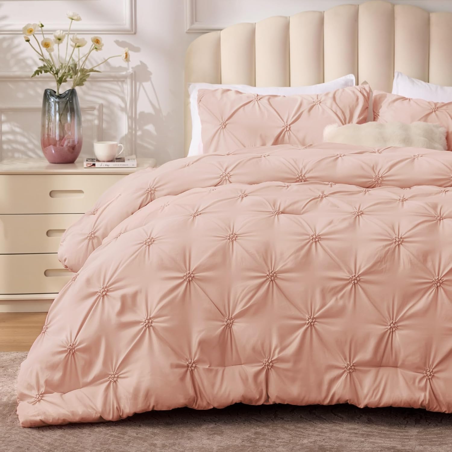 BEDELITE Dusty Pink King Size Comforter Set for Cozy Dreams