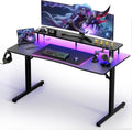 GTRACING 55 Gaming Desk with LED Lights & Power Outlet