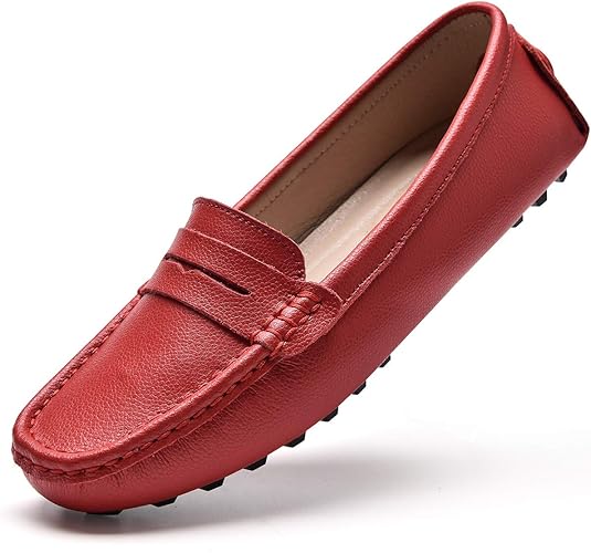 BEAUSEEN Womens Loafers Designer Leather Driving Shoes for Women