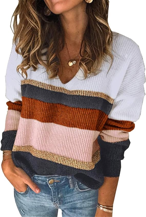 PRETTYGARDEN Women's Fashion Long Sleeve Striped Sweater Pullover