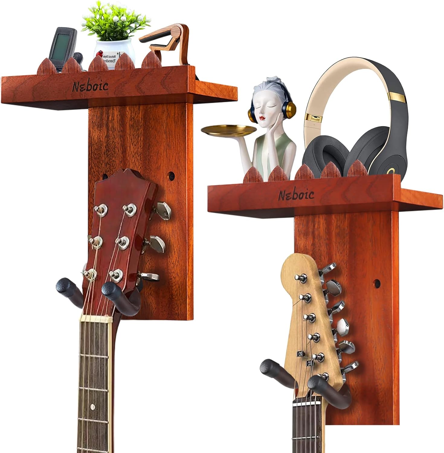 Neboic Guitar Wall Mount Duo: Stylish & Secure Storage
