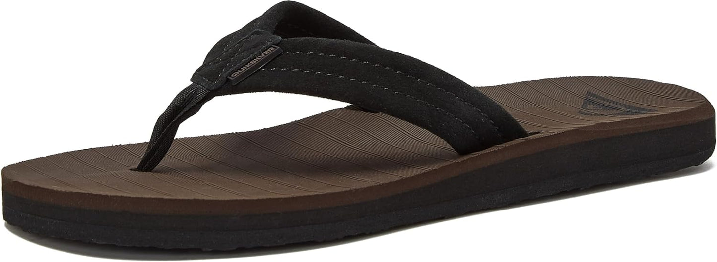 Quiksilver Carver Suede Flip Flops for Men with Arch Support