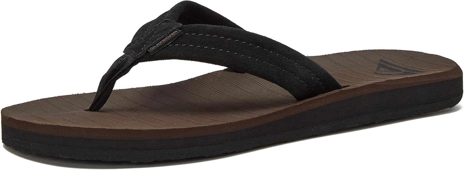 Quiksilver Carver Suede Flip Flops for Men with Arch Support