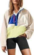 Womens Fuzzy Fleece Pullover Sherpa Jacket - Button Front Cozy Fit