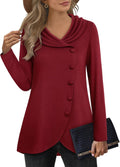 VALOLIA Womens Long Sleeve Tunic Top - Flattering Tulip Hem