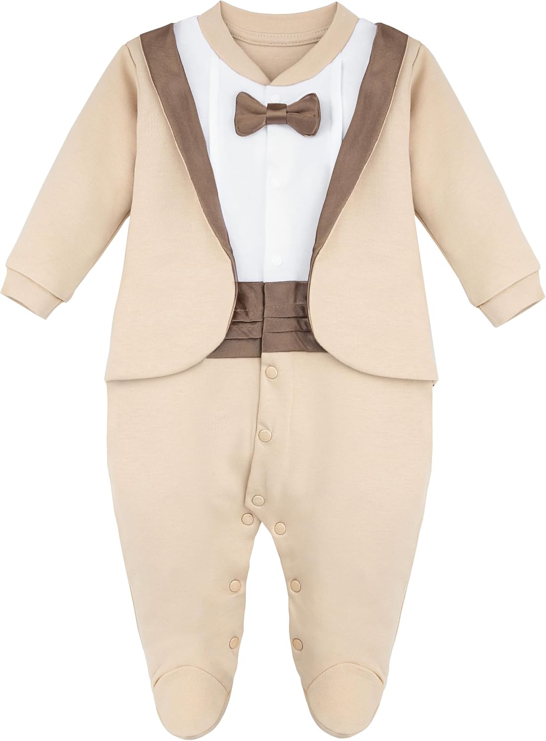Lilax Baby Boy Tuxedo Footie Outfit for Special Occasions