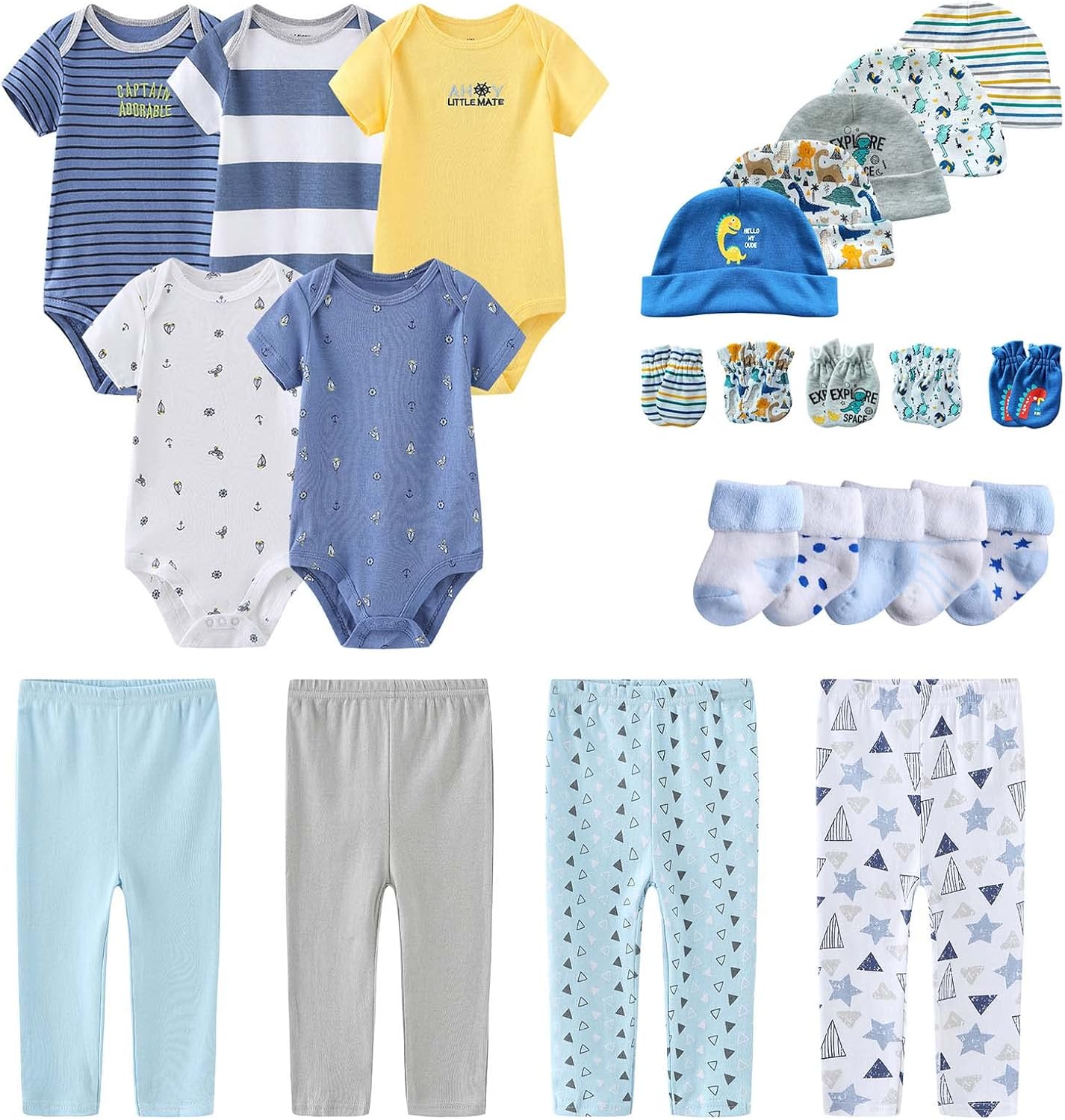 Newborn Layette Gift Set with Bodysuits and Pants for Babies