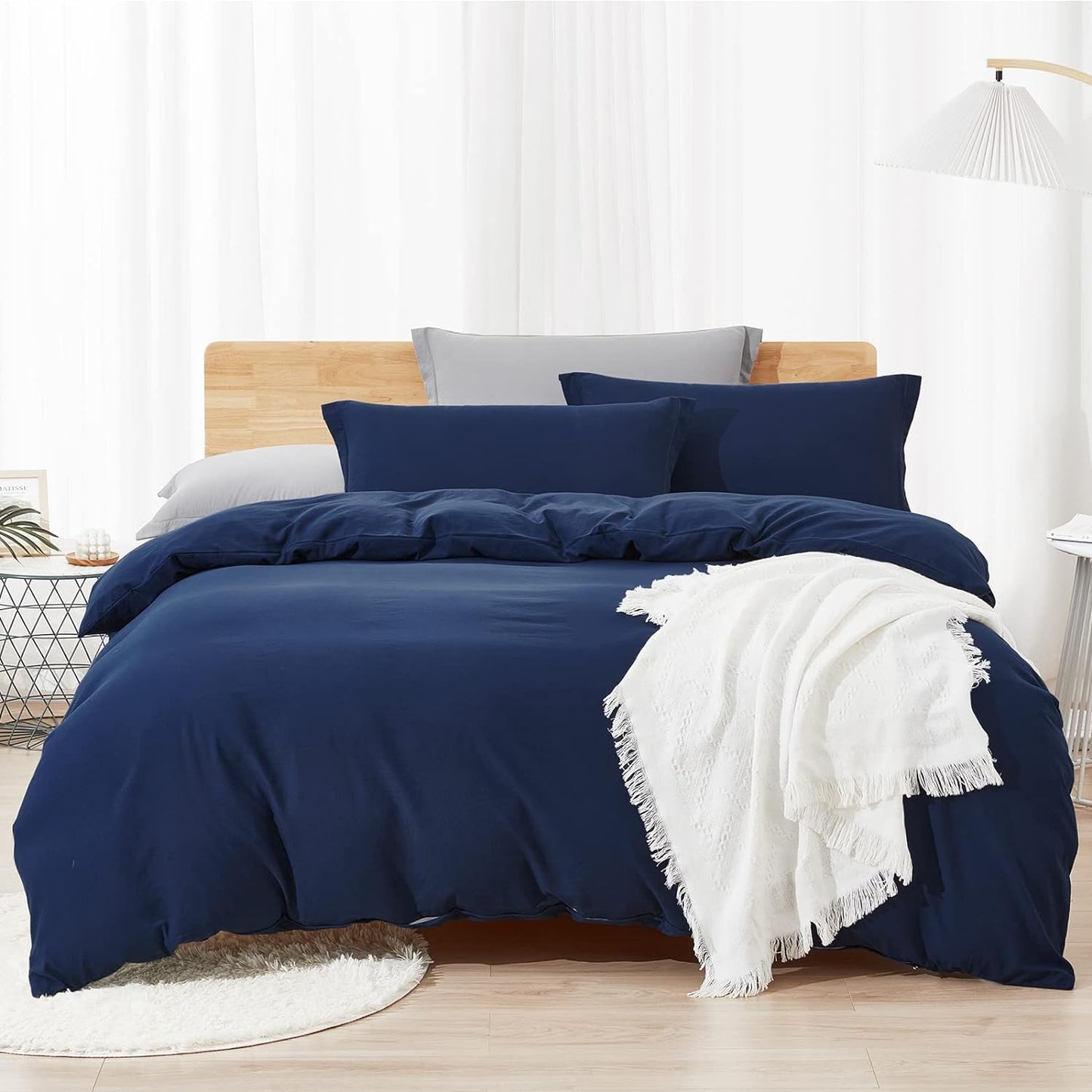 Dreaming Wapiti King Duvet Cover Set - Soft Navy Blue Microfiber