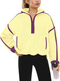 Yanekop Womens Quarter Zip Sherpa Fleece Pullover - Cozy (Style T586)