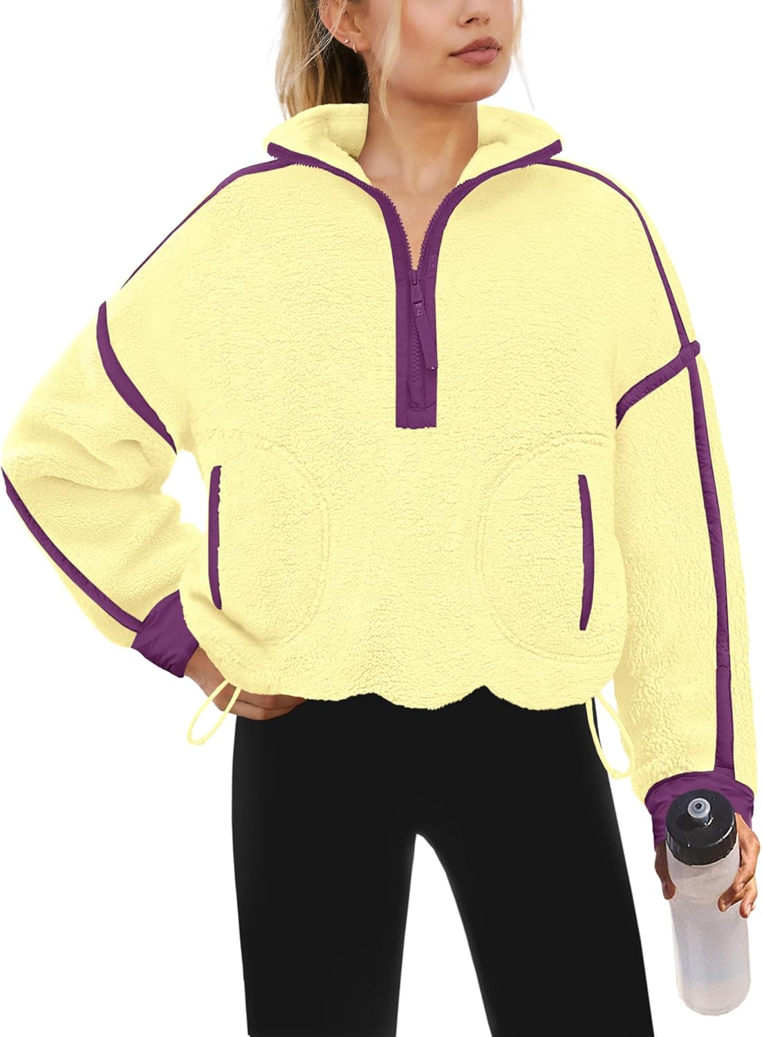 Yanekop Womens Quarter Zip Pullover Fleece Jacket for Winter