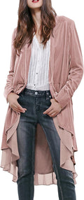 Sophisticated Women's Velvet Blazer Coat with Ruffled Asymmetry