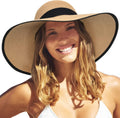 Womens Sun Straw Hat Wide Brim UPF 80+ - Packable Floppy Beach Hat