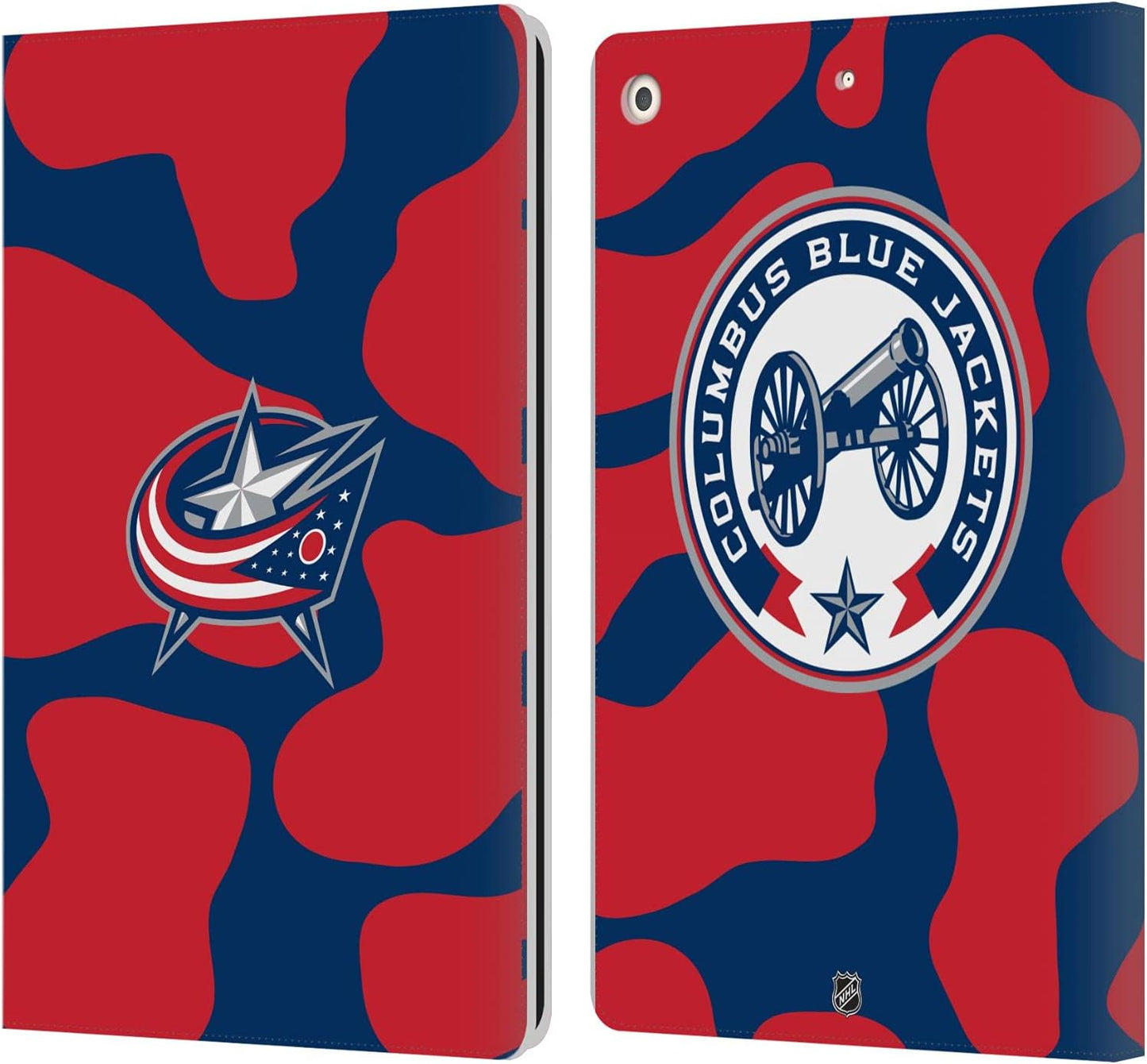 NHL Cow Pattern Columbus Blue Jackets Leather Wallet Case for iPad