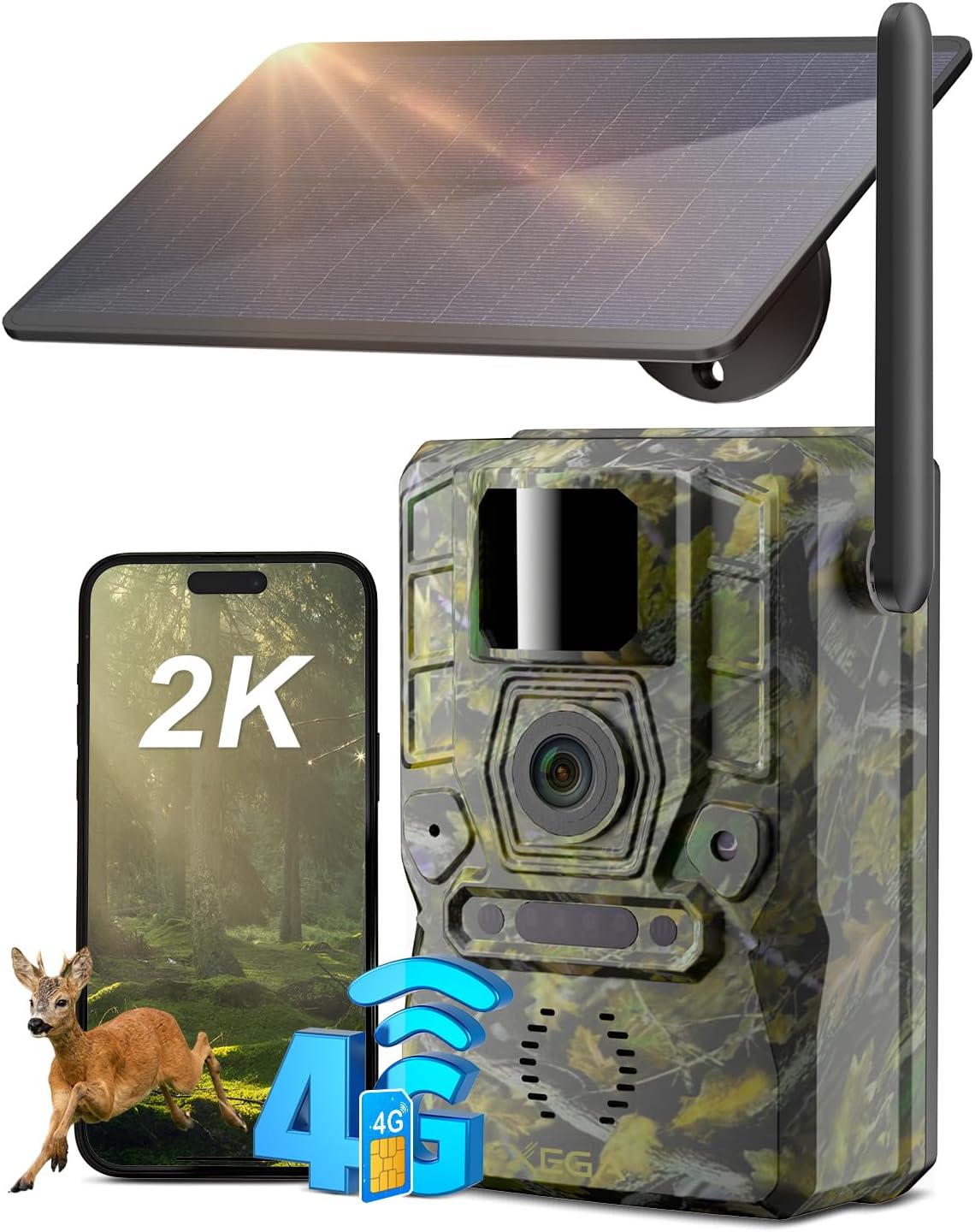 Xega 4G Solar Cellular Trail Camera with Live Feed and GPS