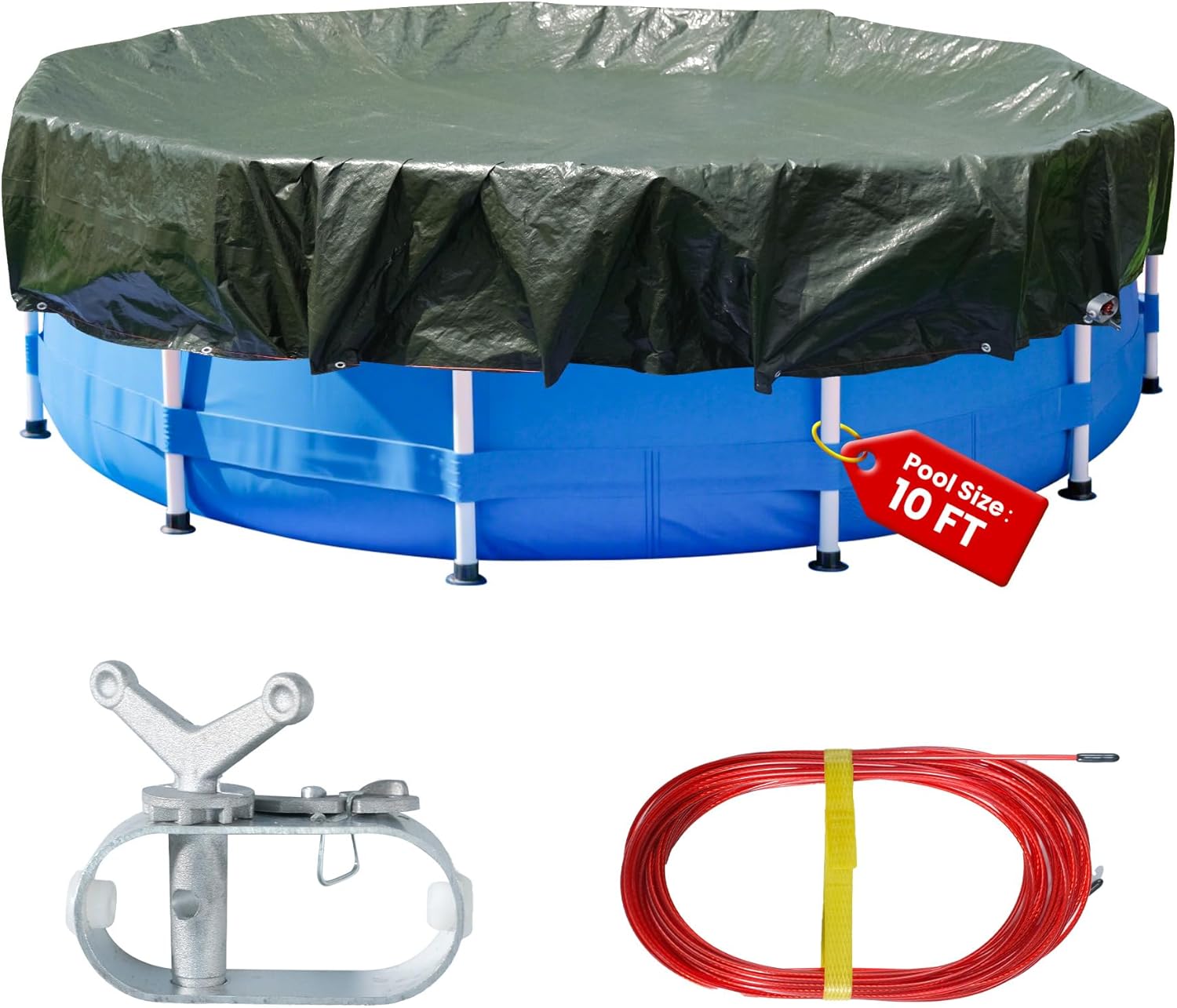 10ft Round Pool Winter Cover for Above Ground Pools - Durable