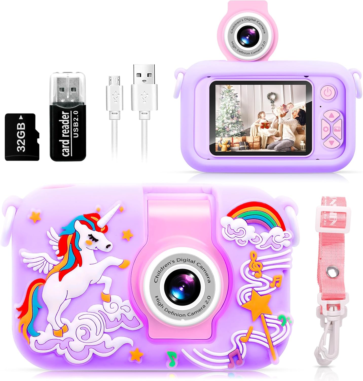 ARNSSIEN Kids Camera: 180 Flip Lens, 2.4in Screen, Silicone Case - Perfect Gift!