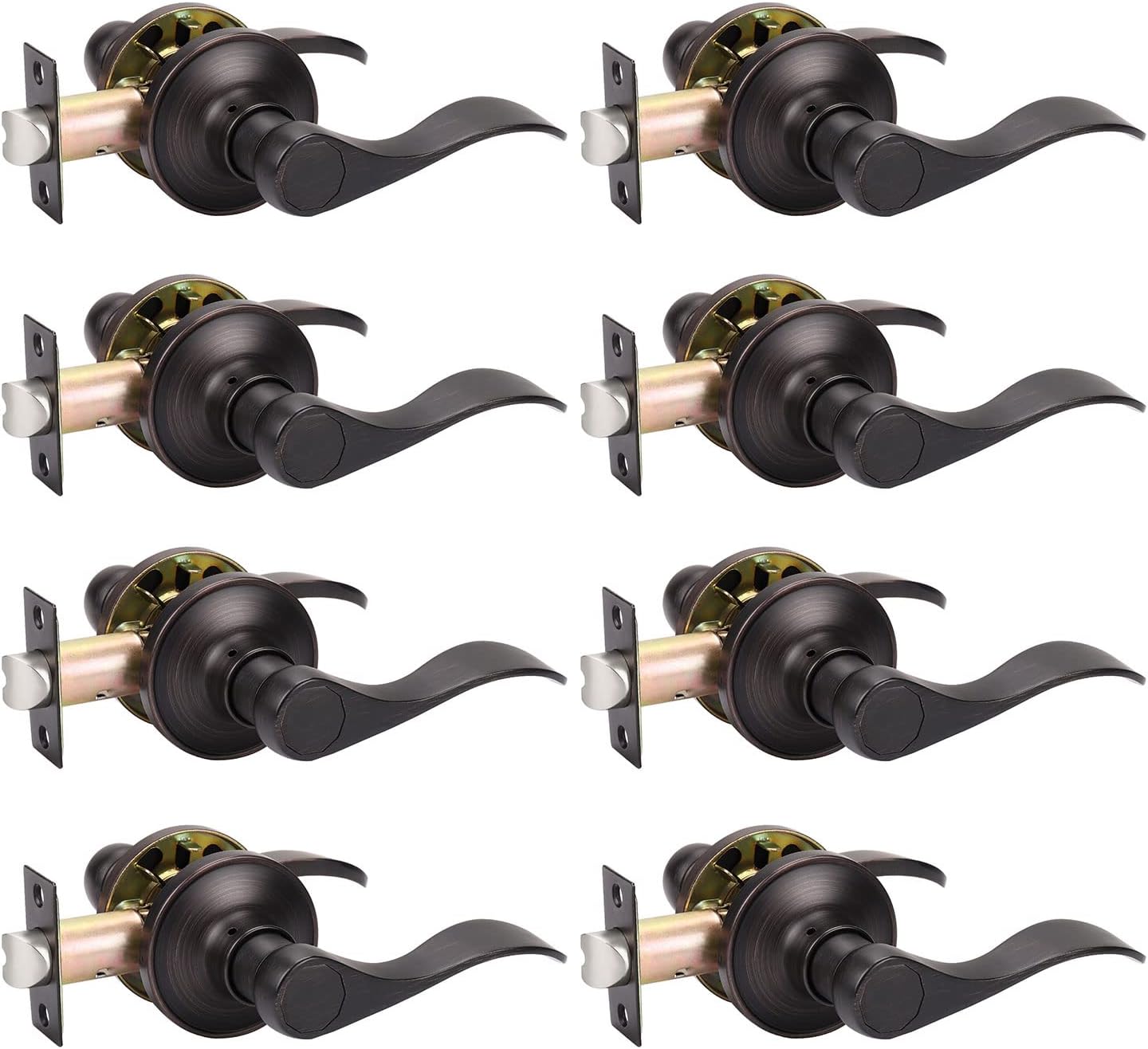 KNOBWELL Oil Rubbed Bronze Door Handles - 8 Pack Passage Leverset