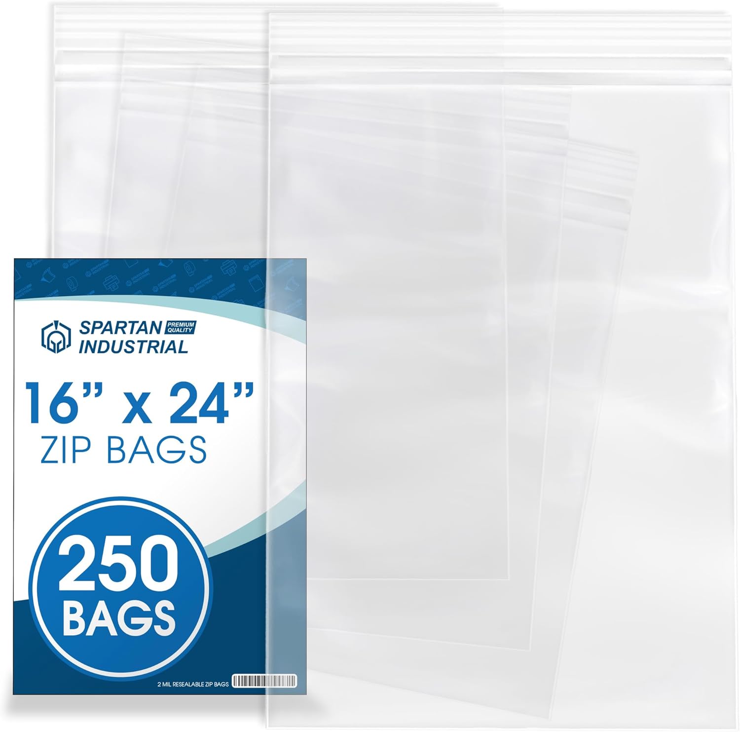Spartan Industrial 16 X 24 Clear Reclosable Zip Bags - 250 Count