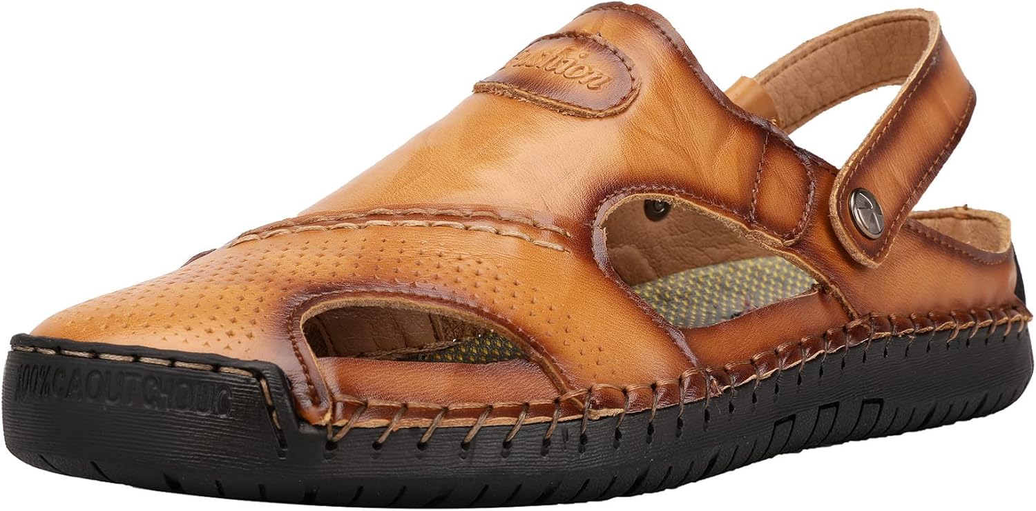 JIONS Mens Hand Stitched Leather Sandals - Comfortable & Stylish