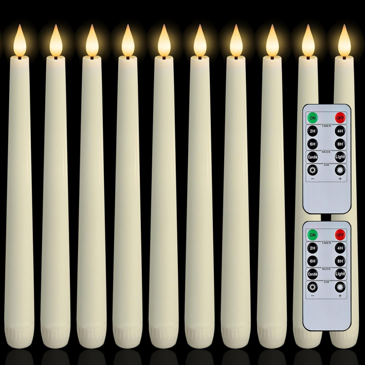 Flameless Taper Candles with Remote for Cozy Ambiance