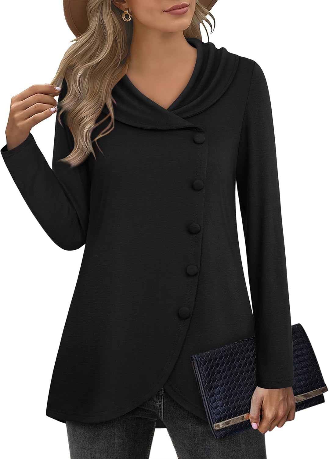 Stylish Womens Long Sleeve Tops with Tulip Hem for Winter Wear