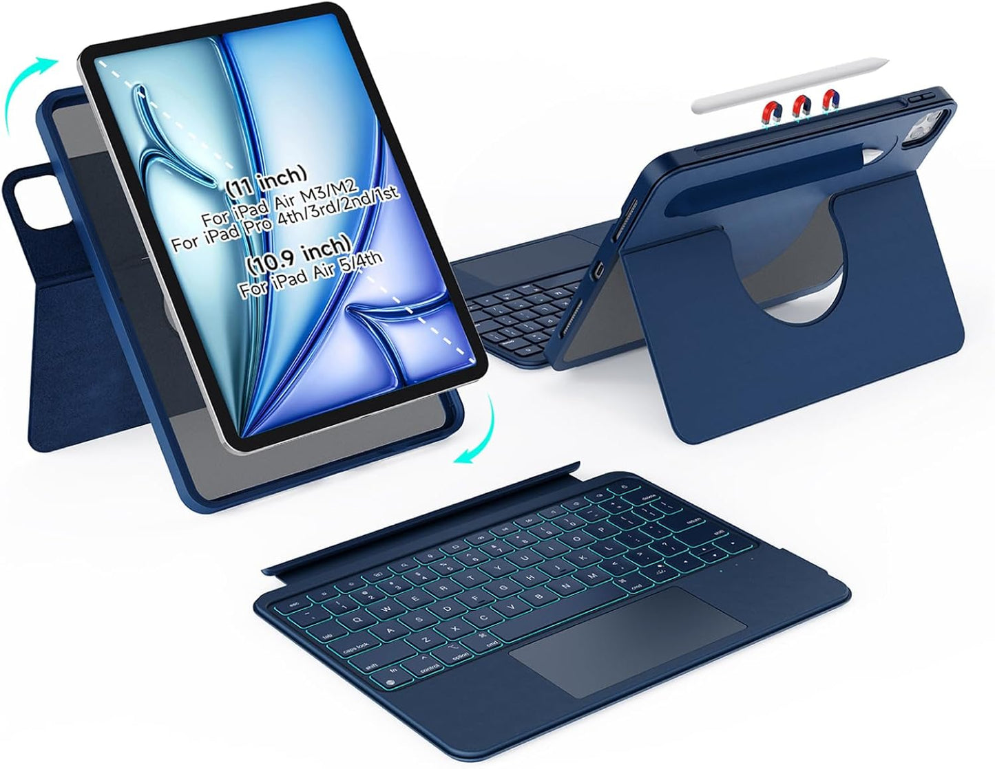 Rotatable Magnetic Keyboard Case for iPad Air & Pro 11-inch