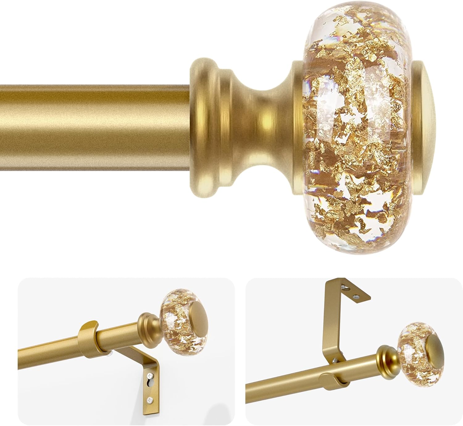 Adjustable Gold Curtain Rods: Stylish 1 Inch Acrylic Drapery Rod for Bedroom/Bathroom