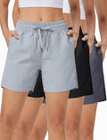 Womens 3 Pack 5ft Athletic Running Shorts - Lightweight Quick Dry