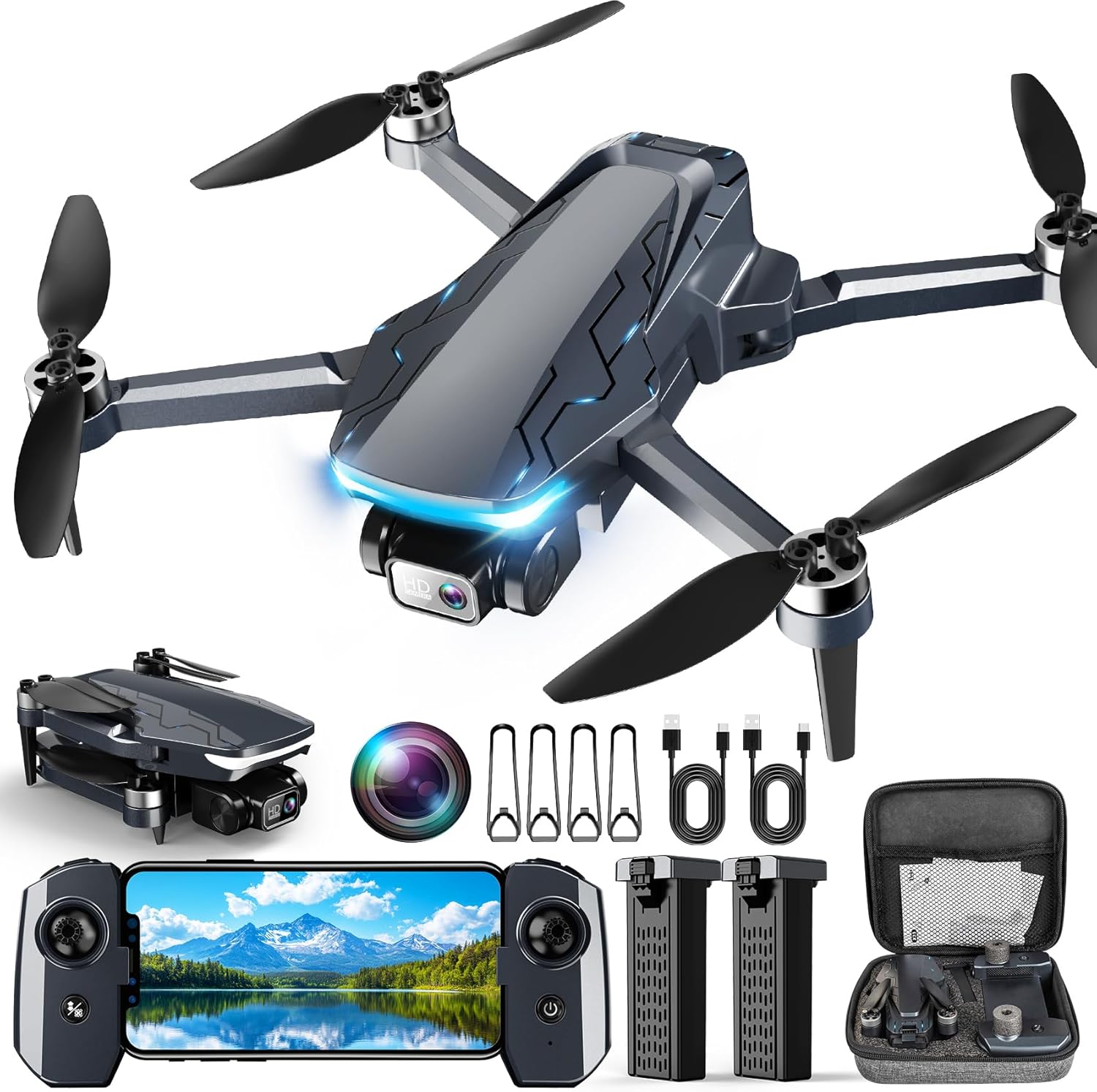 2K HD FPV Drone with GPS Auto Return and 5G Transmission