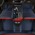 Custom Personalized Car Floor Mats Black Blue - Full Coverage Leather