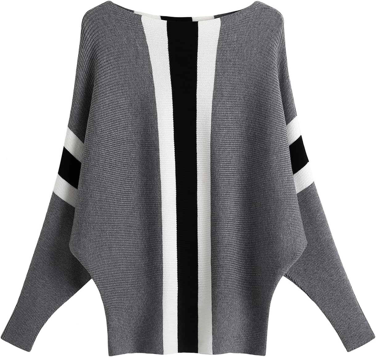GABERLY Boat Neck Batwing Sleeves Oversized Sweater for Women