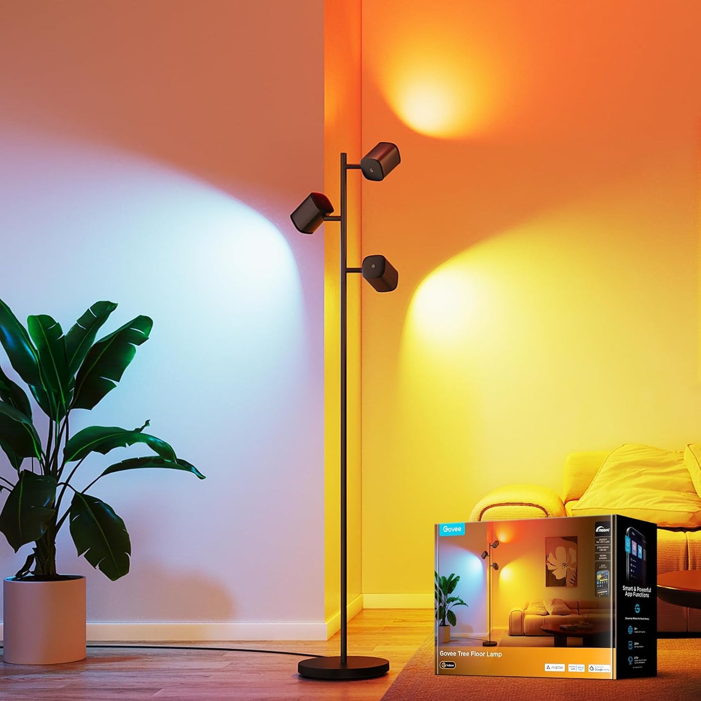 Govee Tree Floor Lamp with 3 Rotatable Lights and Smart Control