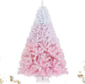 HAPPYGRILL 7 ft Flocked Pink Christmas Tree - Snowy Gradient Look
