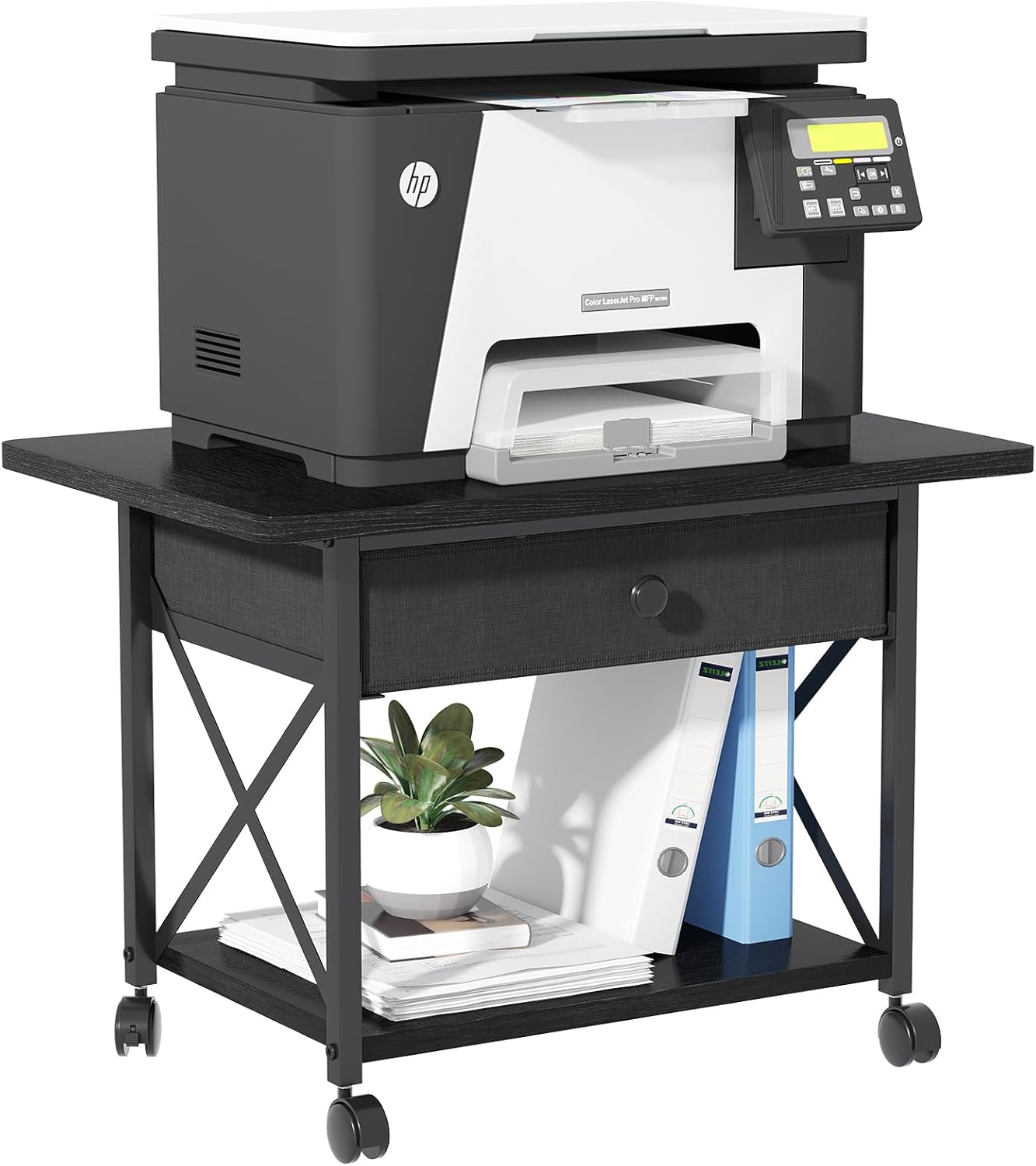 Extended Desktop Printer Stand with Storage Drawer for Home Office
