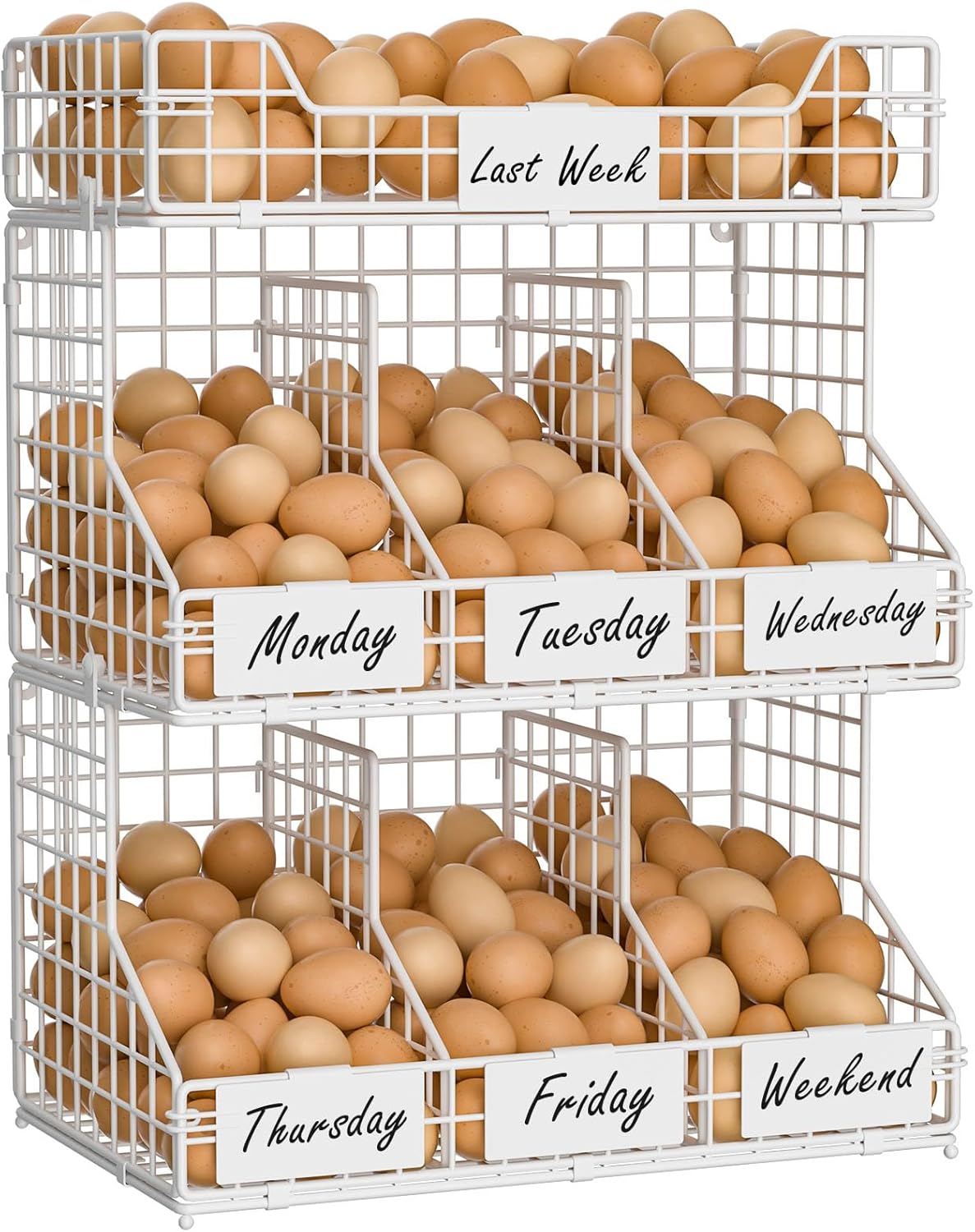 X-cosrack 3 Tier Egg Holder for Countertop and Wall-Mounted Use