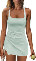 Womens Tennis Dress with Built in Shorts - Racerback Mini Skort