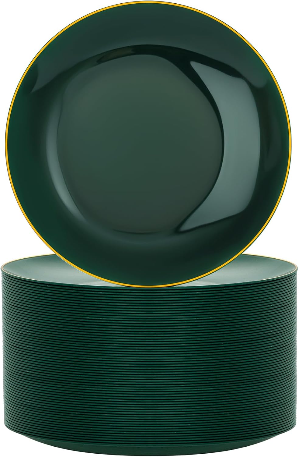 Nervure 100Pcs Green and Gold Plastic Plates for Parties