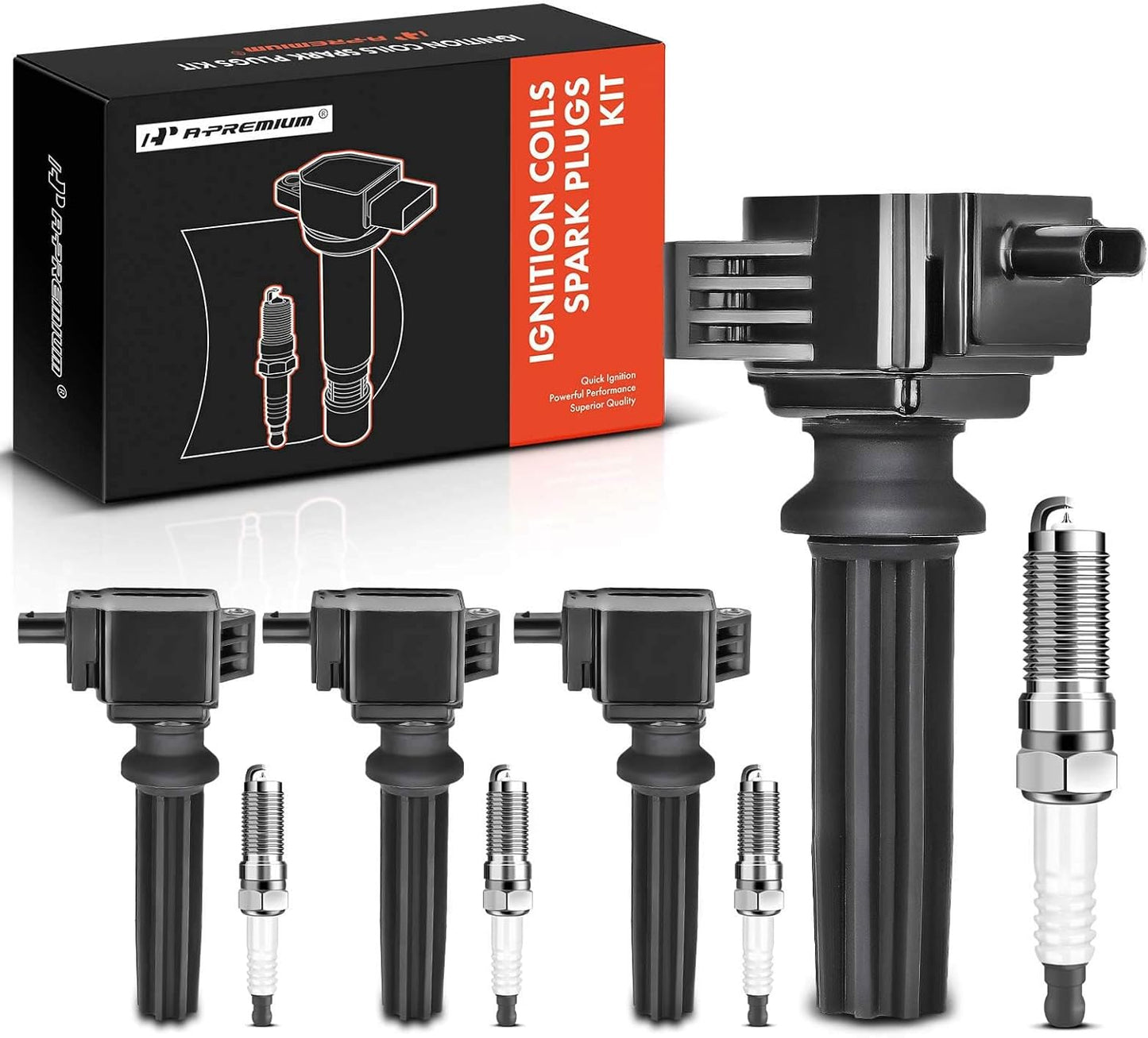 A-Premium Ignition Coil Pack and Spark Plugs for Ford Vehicles