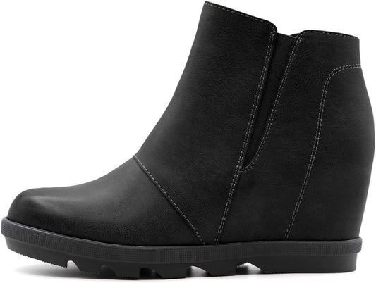 Athlefit Wedge Booties for Women - Comfortable Ankle Boots