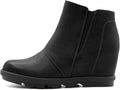 Athlefit Wedge Booties for Women - Comfortable Hidden Wedge Ankle Even