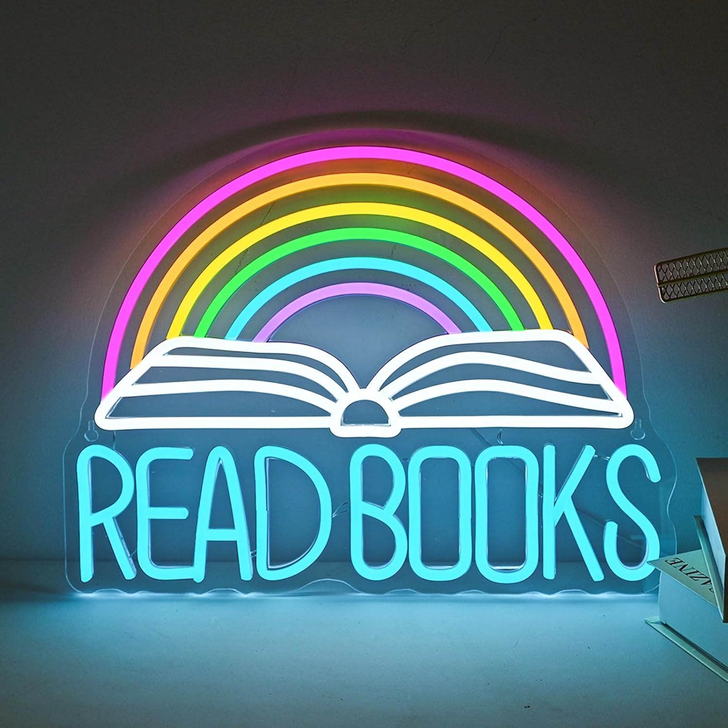 Read Books Neon Sign by FAXFSIGN - Colorful Rainbow Light
